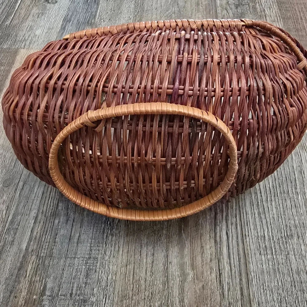 Wicker Duck Basket Wooden Beak Brown Woven Farmhouse Rustic Boho Primitive